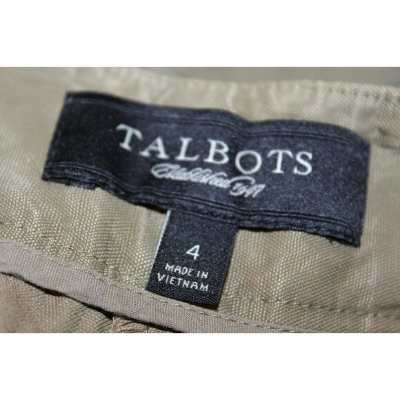 TALBOTS Women Cotton Olive Cuffed Cargo Pleated Utility Short 4 - Picture 3 of 5